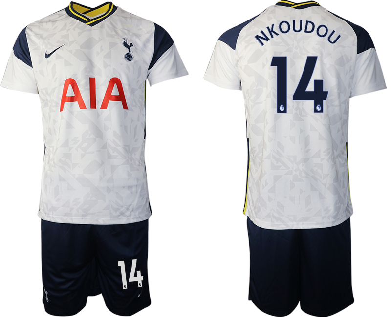 Men 2020-2021 club Tottenham home #14 white Soccer Jerseys
